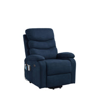 Power Lift Recliner Chair with Massage, Blue, seated angle view