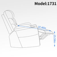 Blue Power Lift Recliner Chair with Vibration Massage and Lumbar Heat, reclined side view dimensions