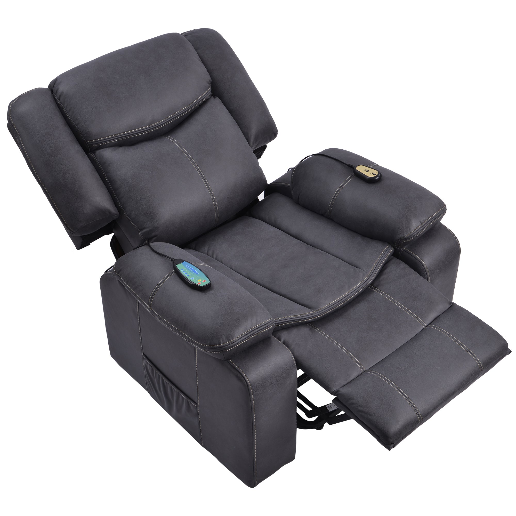 Power Lift Recliner Chair with Heat and Massage, fully reclined