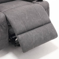 Overstuffed Large Power Lift Recliner with Massage and Heat, Gray, close up, foot rest