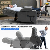 lifting and reclining features of Grey Leatheraire Power Lift Recliner Chair
