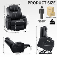 Power Lift Recliner Chair with Massage and Lumbar Heating, Black, dimensions and shipping
