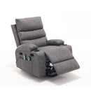 Overstuffed Large Power Lift Recliner with Massage and Heat, Gray, partially recllined