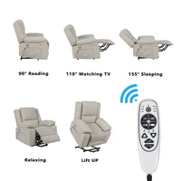 Power Recliner Chair With Massage and Cushion Heating, Beige, heat and massage, positioning - My Lift Chair