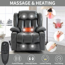 Grey Leatheraire Power Lift Recliner Chair,  heat and massage