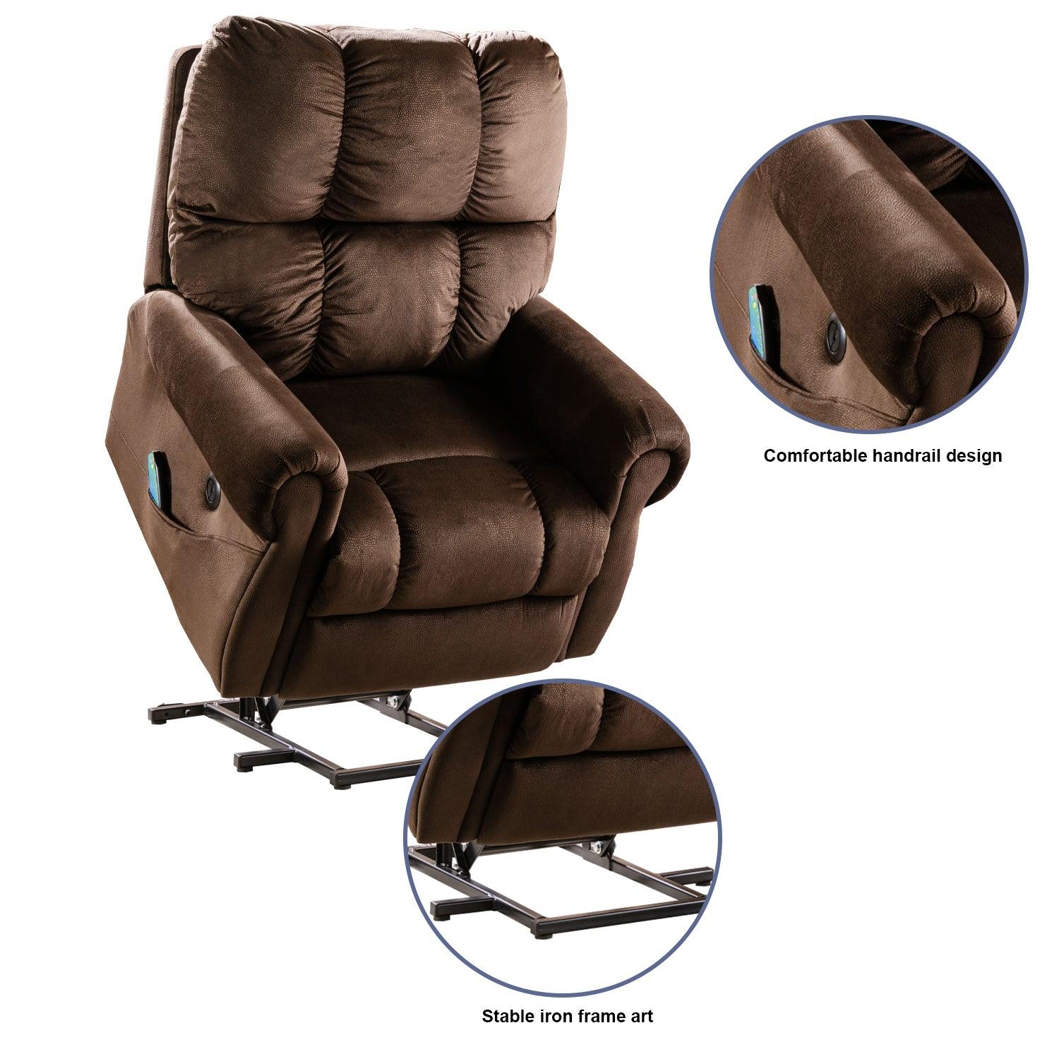 Ultra-Wide Power Lift Recliner with Heat and Massage Therapy, features close up