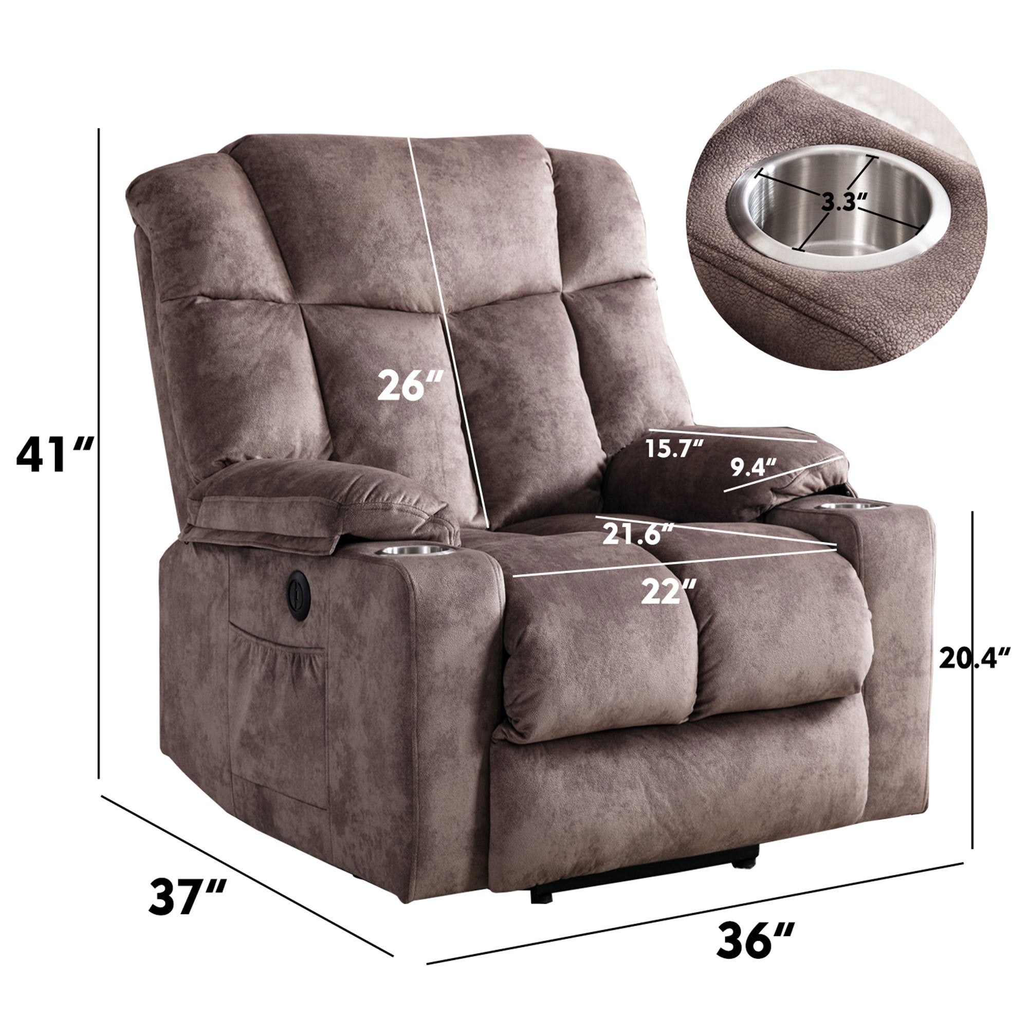 Power Lift Recliner Chair with Washable Cover, dimensions