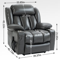 Grey Leatheraire Power Lift Recliner Chair, seated measurements