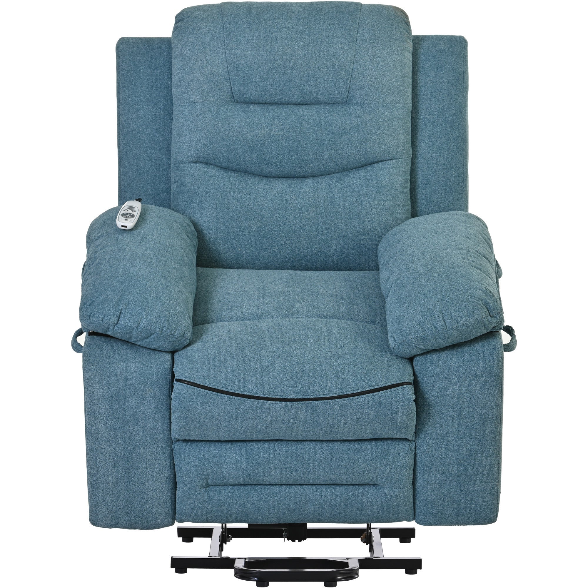 Blue Power Lift Chair Front Profile with Lift Extended