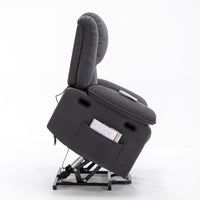 Gray Power Lift Chair Right Side Profile with Lift Extended