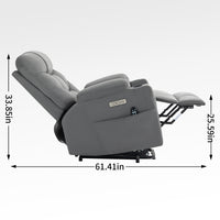 Grey Power Lift Recliner Chair with Vibration Massage and Lumbar Heat, side view