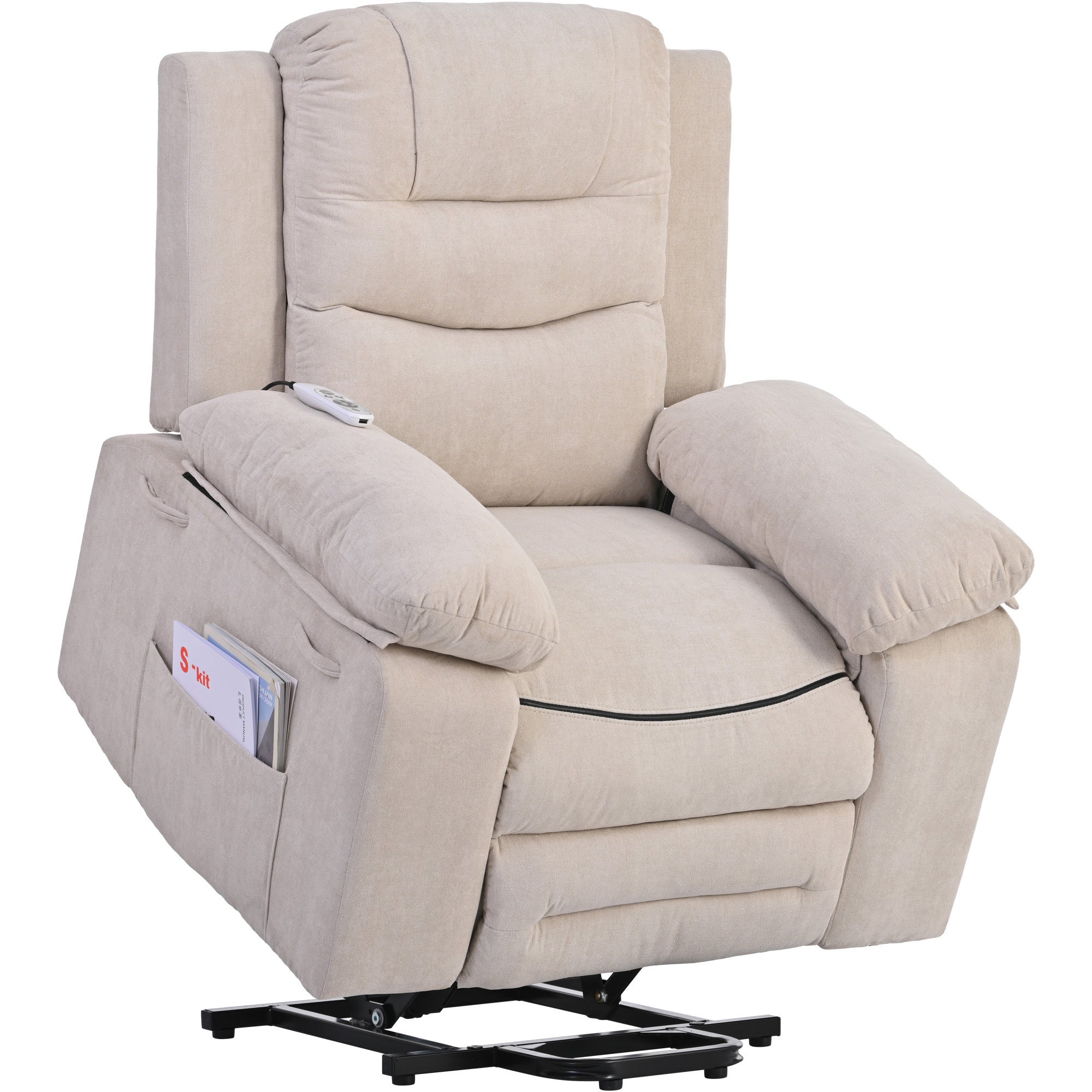 Beige Power Lift Chair Front Profile with Lift Extended