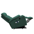 Green Power Lift Chair Right Profile with Headrest and Footrest Extended