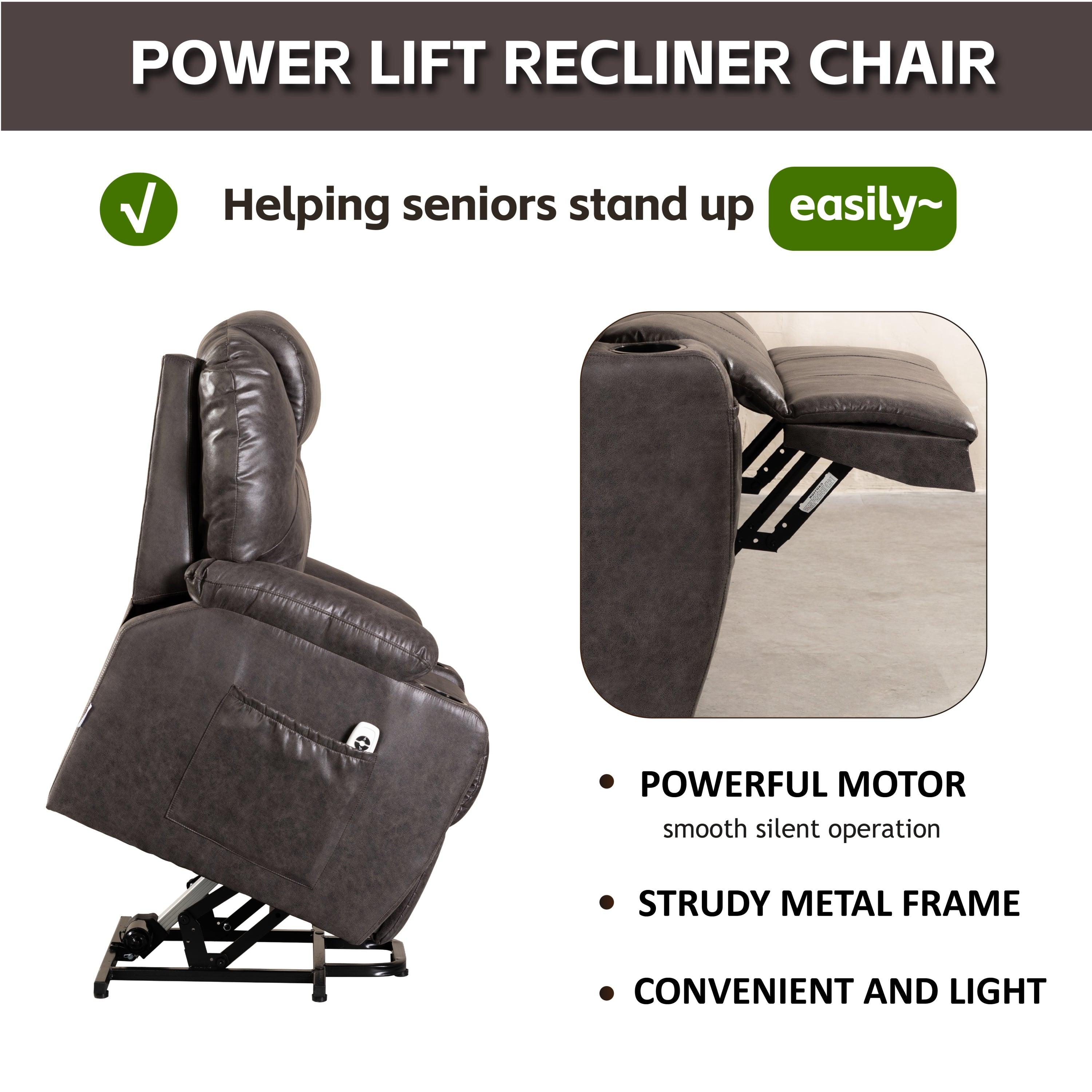 Brown Lift Chair Recliner with Massage and Heat, power lifting