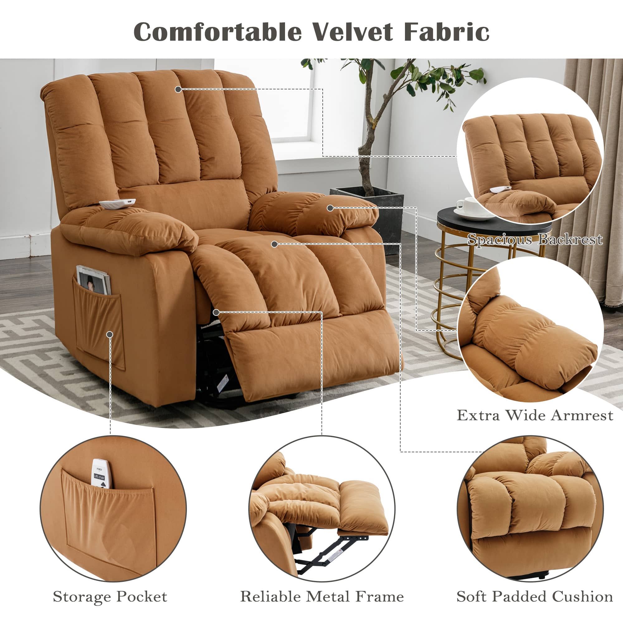 Light Brown Power Lift Chair Features and Benefits