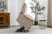 Beige Massage Lift Chair Recliner, lifted side view