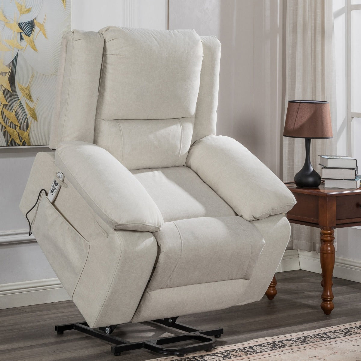 Power Recliner Chair With Massage and Cushion Heating, Beige