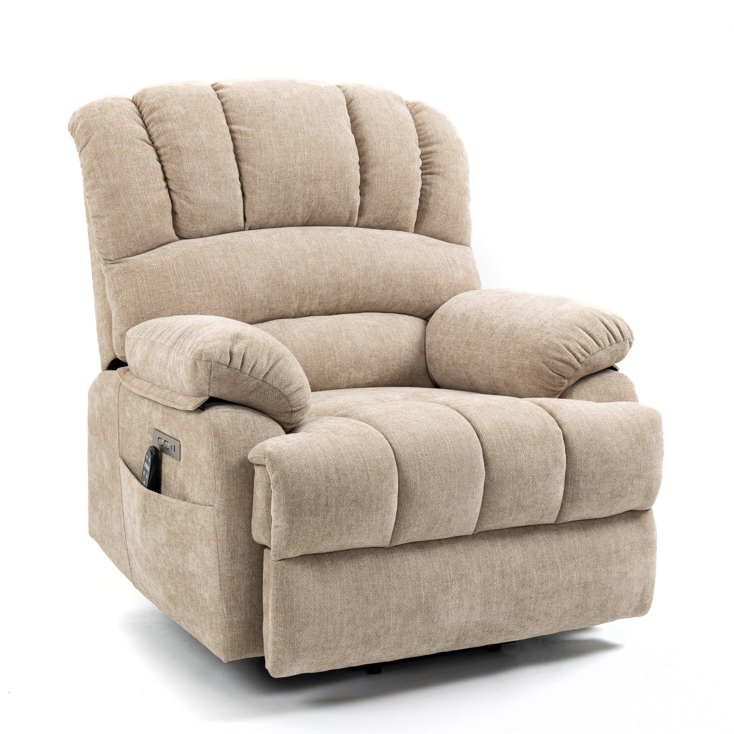 Large Power Lift Recliner Chair with Heat and Massage, seated angle view