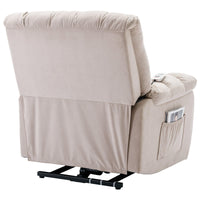 Beige Massage Lift Chair Recliner, back view