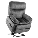 oversized modern velvet power lift assist recliner with heat and massage, lifted