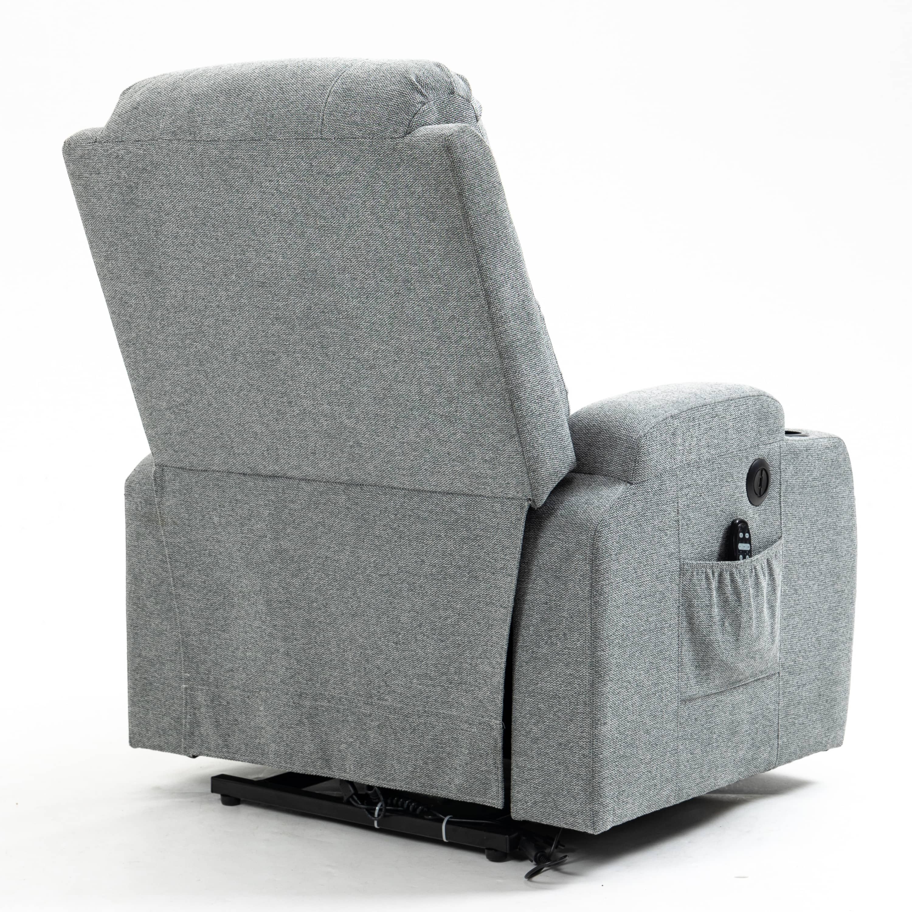 Gray Sky Infinite Position Power Lift Recliner, back angle