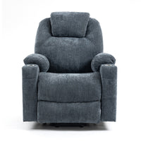 Blue Chenille Power Lift Recliner Chair, front view
