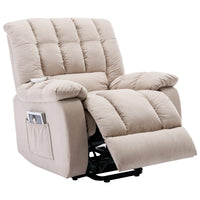 Beige Massage Lift Chair Recliner, footrest extended