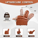 Caramel Electric Power Lift Recliner, lift and recline angles