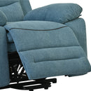 Blue Power Lift Chair Front Profile with Lifted Footrest