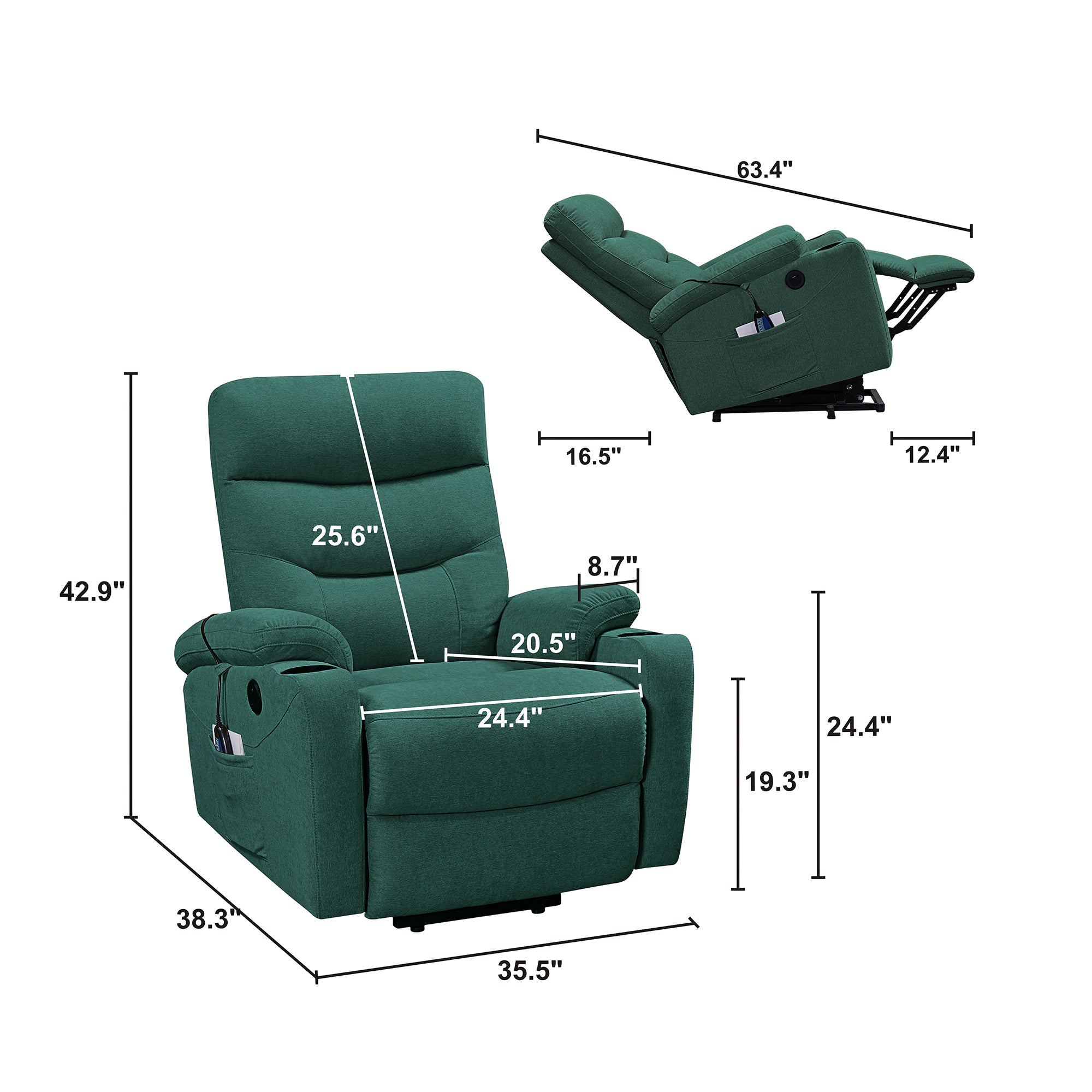 Green Power Lift Chair Measurements