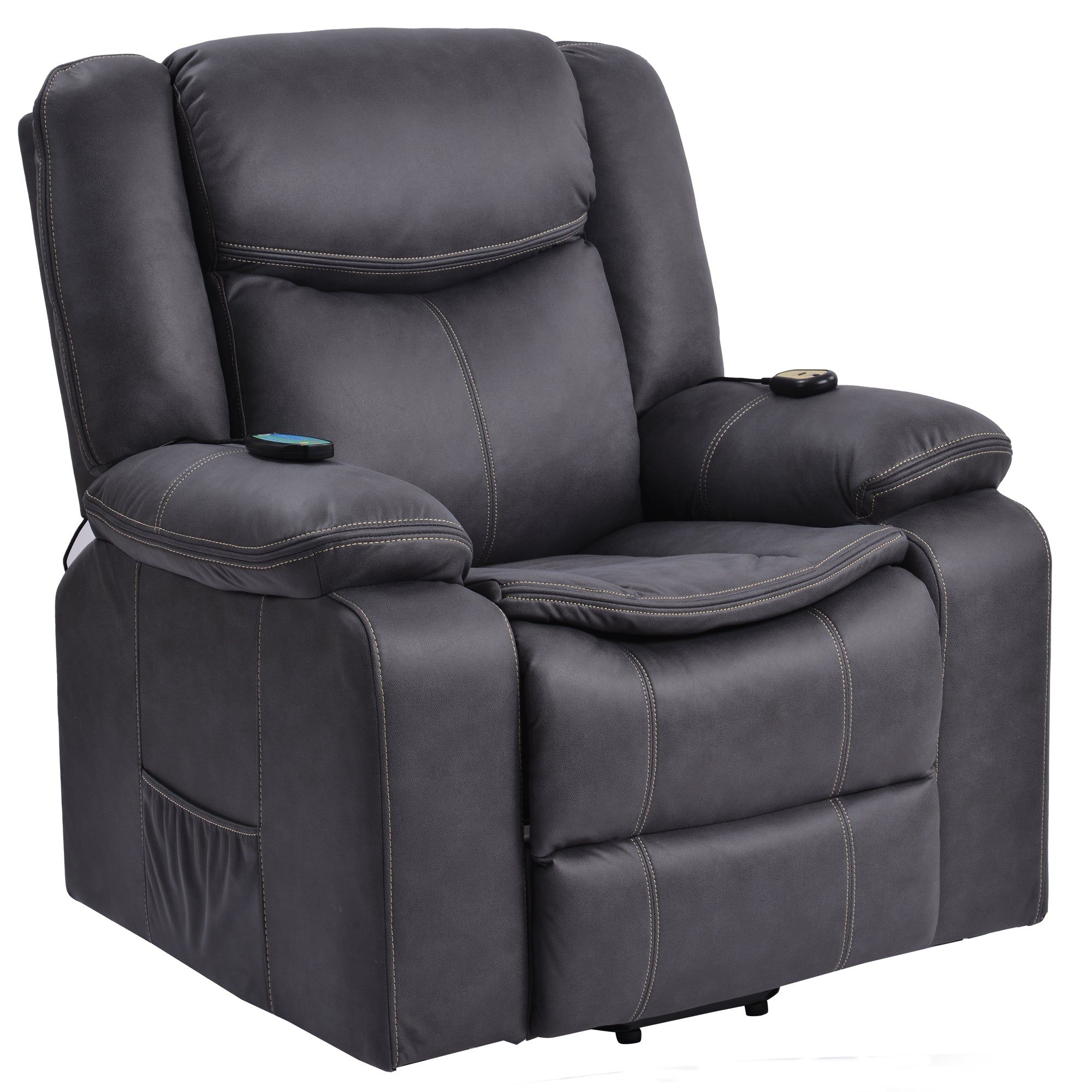 Power Lift Recliner Chair with Heat and Massage, angle seated view