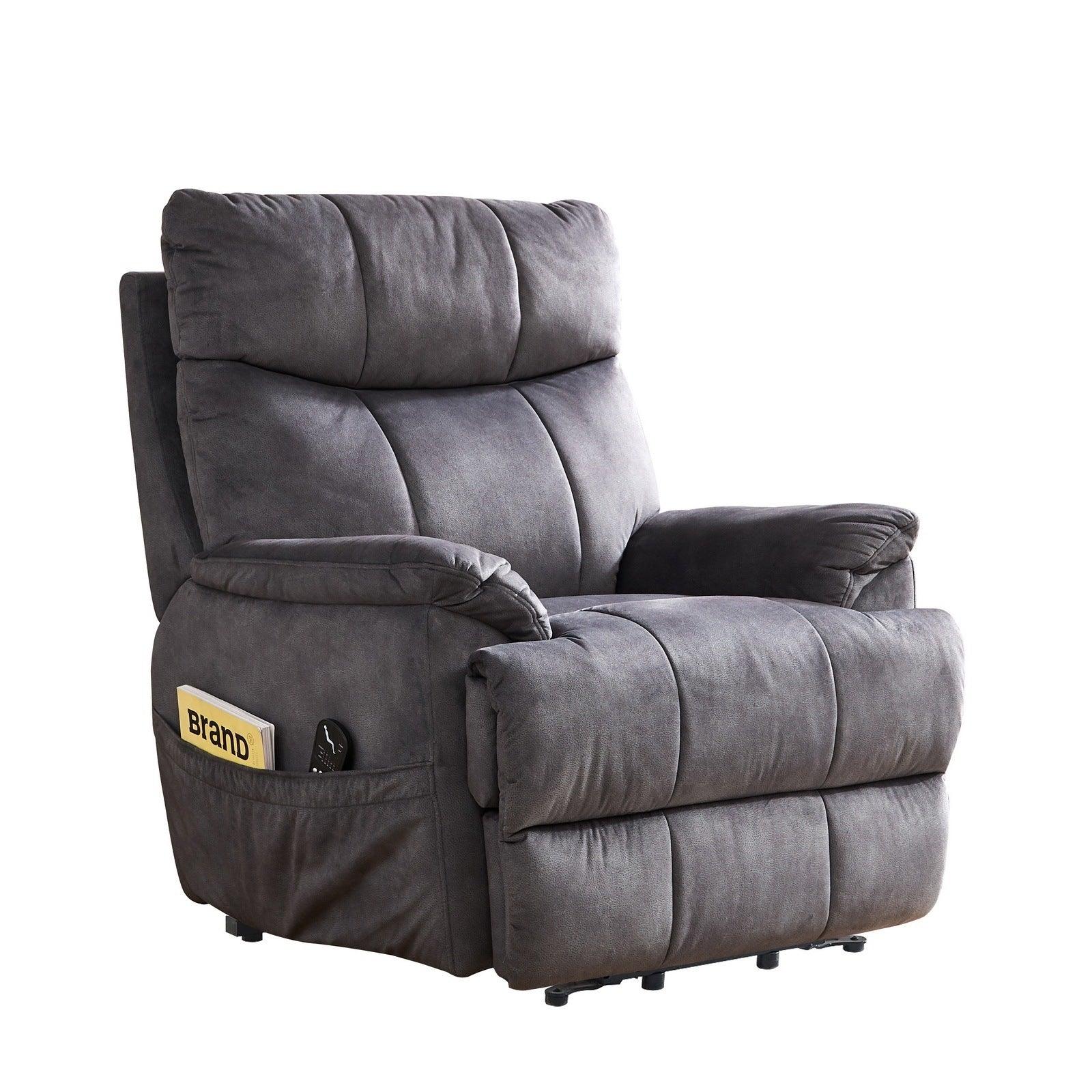 Power Reclining Lift Chair with Heat and Massage, Gray