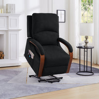 Power Lift Recliner Message Chair Soft Charcoal colored Fabric lifted front view askew