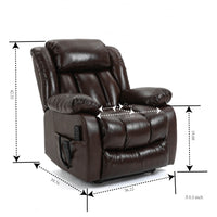 Brown Leather Power Lift Chair, seated measurements