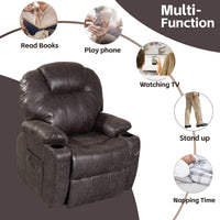 Brown Lift Chair Recliner with Massage and Heat, positions