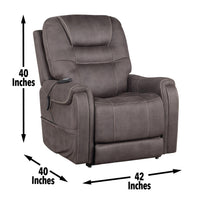 Power Lift Recliner Chair with Zoned Heat and Adjustable Headrest, dimensions