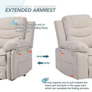 Beige infinite position massage and heat power lift recliner, extension of arm rest