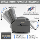 Grey Power Lift Recliner Chair with Vibration Massage and Lumbar Heat, side view