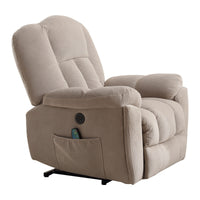 Infinite Position Power Lift Recliner with Heat and Massage, Beige, seated side view