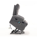 Overstuffed Large Power Lift Recliner with Massage and Heat, Gray, side view, lifted