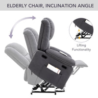 Gray Power Lift Chair Right Profile Lift Extended