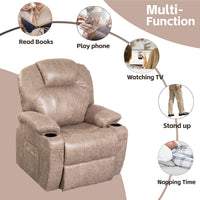 Beige Lift Chair Recliner with massage and heat, position options
