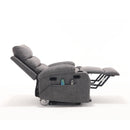 Overstuffed Large Power Lift Recliner with Massage and Heat, Gray, side view, reclined