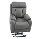 Dark Gray Power Lift Chair Front Profile with Lift Extended