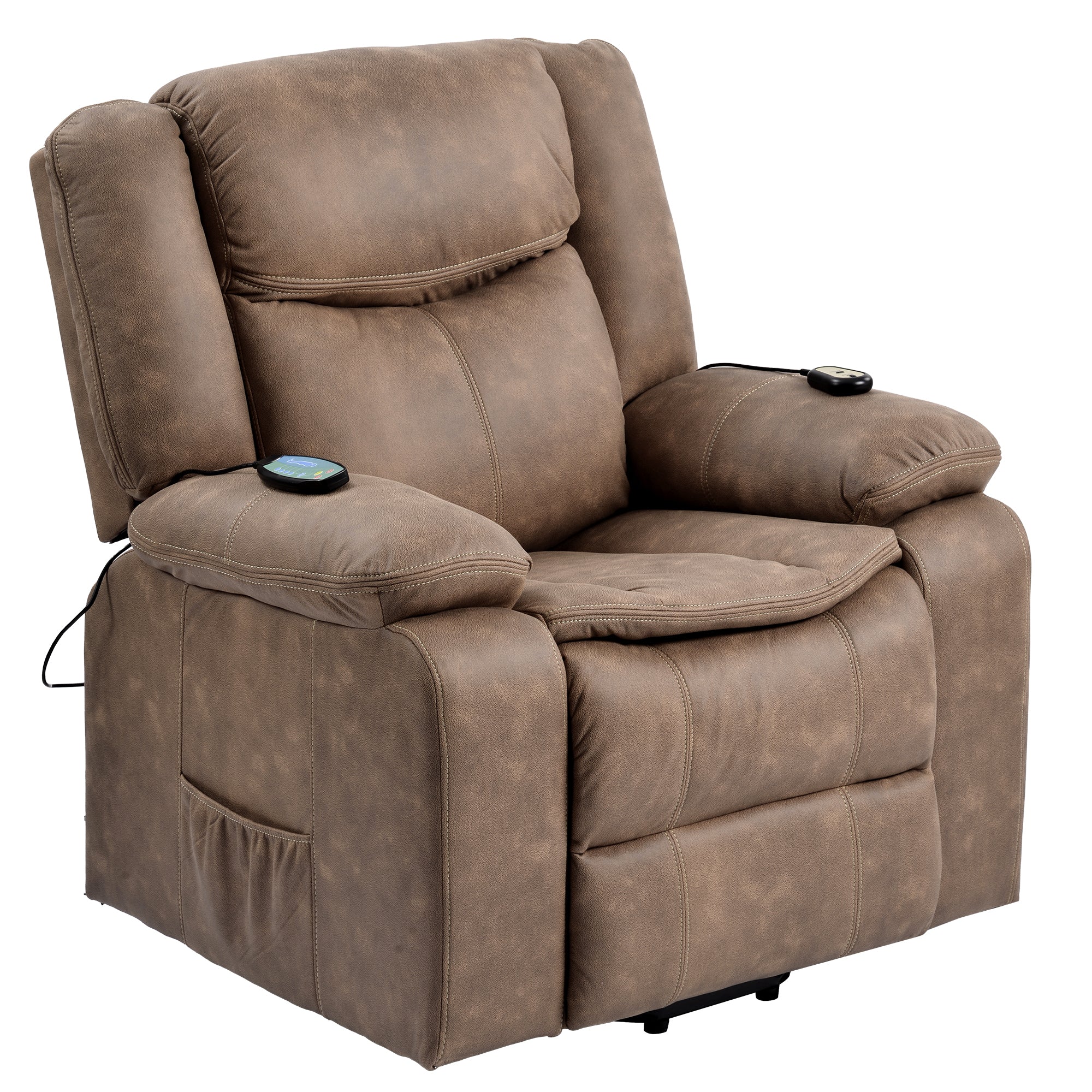 Brown Power Lift Chair Quarter Turn Right Side Profile