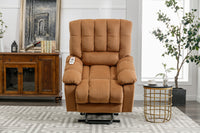 Beige Power Lift Chair Front Profile Lifted