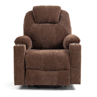Brown Chenille Power Lift Recliner Chair, front view