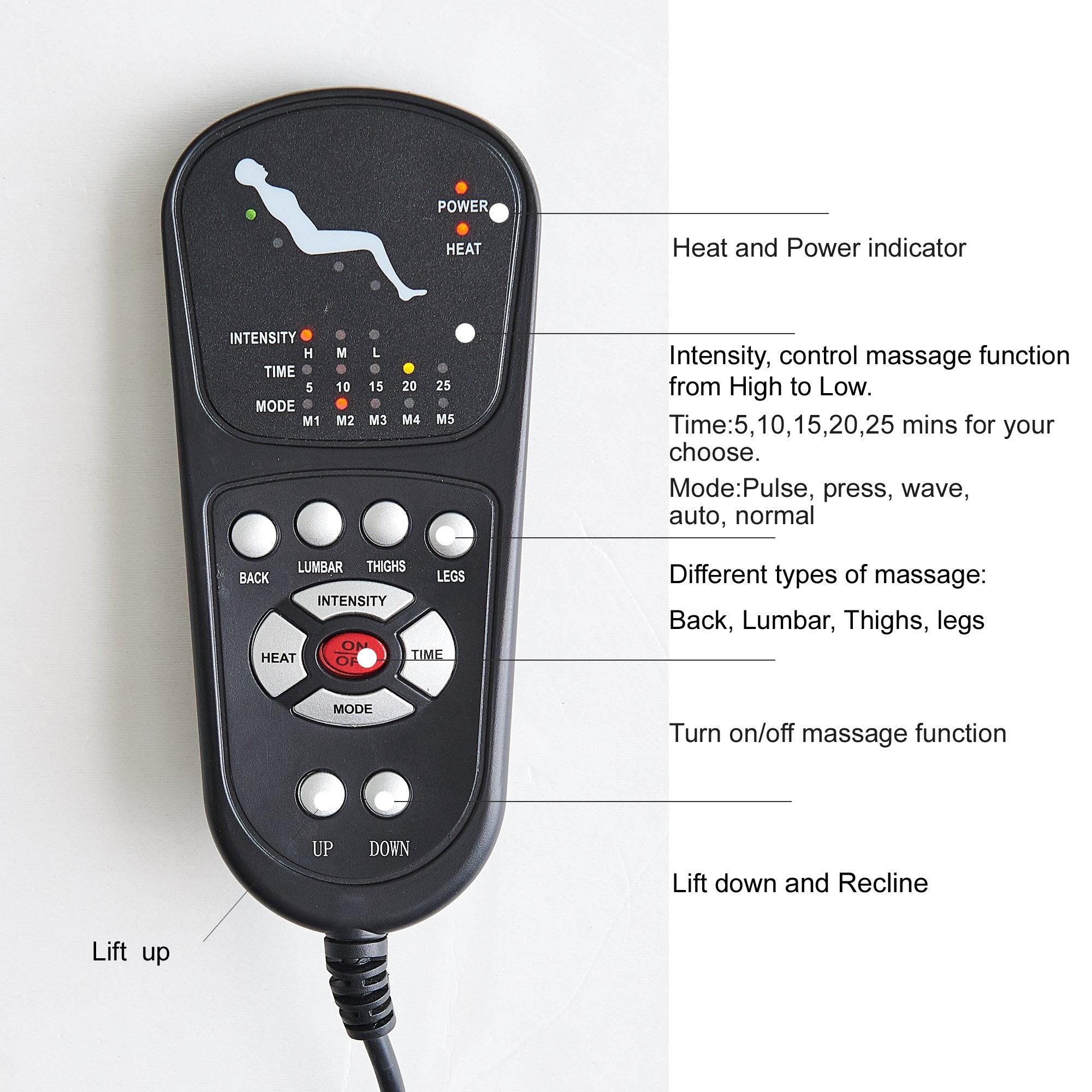Electric Power Lift Recliner Chair, remote for heat and massage