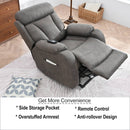 Dark Gray Power Lift Chair Top View with Headrest & Footrest Extended