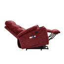 Red Power Lift Chair Right Profile with Headrest and Footrest Extended